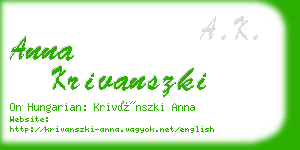 anna krivanszki business card